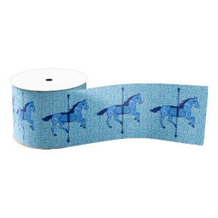 Carrouselpaarden - Cobalt en Sky Blue Grosgrain Lint