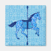 Carrouselpaarden - Cobalt en Sky Blue Magneet (Voorkant)