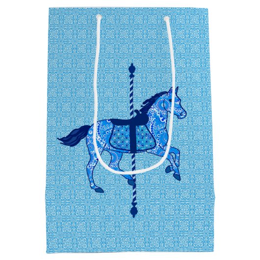 Carrouselpaarden - Cobalt en Sky Blue Medium Cadeauzakje (Achterkant)