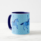 Carrouselpaarden - Cobalt en Sky Blue Mok (Voorkant links)