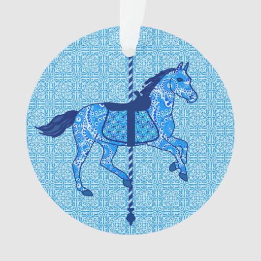 Carrouselpaarden - Cobalt en Sky Blue Ornament (voorkant)