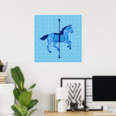 Carrouselpaarden - Cobalt en Sky Blue Poster (Thuiskantoor)