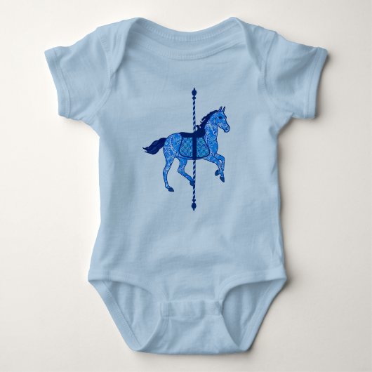 Carrouselpaarden - Cobalt en Sky Blue Romper (Voorkant)