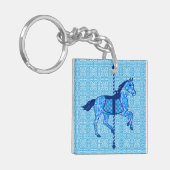 Carrouselpaarden - Cobalt en Sky Blue Sleutelhanger (Voorkant Links)