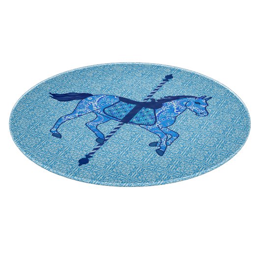 Carrouselpaarden - Cobalt en Sky Blue Snijplank (Hoek)