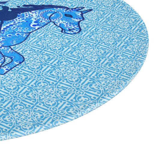 Carrouselpaarden - Cobalt en Sky Blue Snijplank (Hoek)