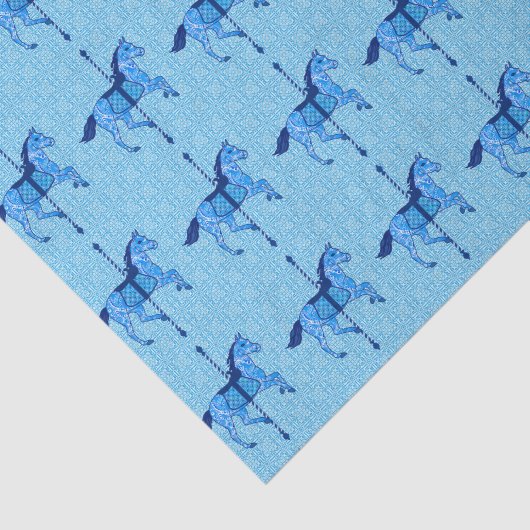 Carrouselpaarden - Cobalt en Sky Blue Tissuepapier (Detail)