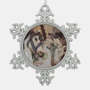 Carrouselpaarden ontwerpen voetwerpversiering tin sneeuwvlok ornament