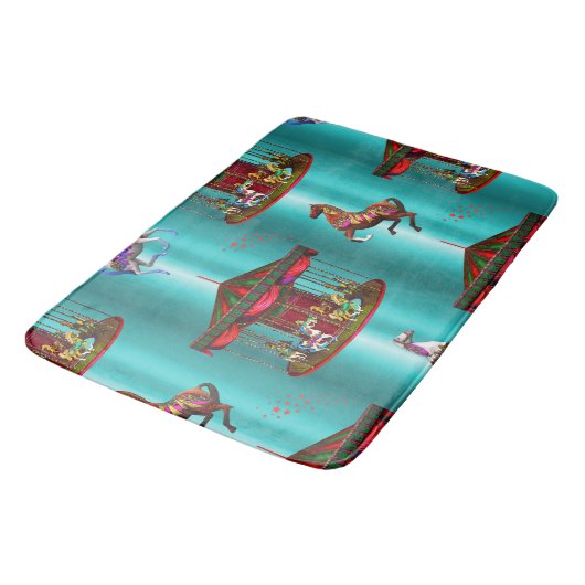 Carrouselpaarden op blauw badmat (Gekanteld)