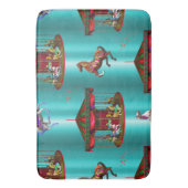 Carrouselpaarden op blauw badmat (Voorkant Verticaal)