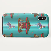 Carrouselpaarden op blauw Case-Mate iPhone case (Achterkant (horizontaal))