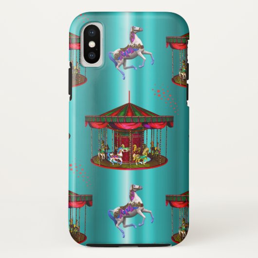 Carrouselpaarden op blauw Case-Mate iPhone case (Achterkant)