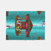 Carrouselpaarden op blauw fleece deken (Voorkant (Horizontaal))