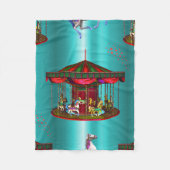 Carrouselpaarden op blauw fleece deken (Voorkant)