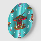 Carrouselpaarden op blauw grote klok (Hoek)