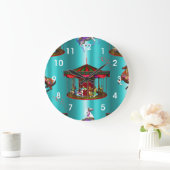 Carrouselpaarden op blauw grote klok (Huis)