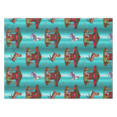 Carrouselpaarden op blauw tafelkleed (Voorkant (Horizontaal))