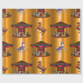 Carrouselpaarden op goud cadeaupapier (Vlak)