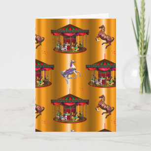 Carrouselpaarden op goud kaart