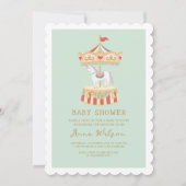 Carrouselpastel Sage Groen Schattige Baby shower Kaart (Voorkant)