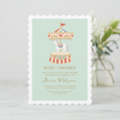 Carrouselpastel Sage Groen Schattige Baby shower Kaart (Staand voorkant)
