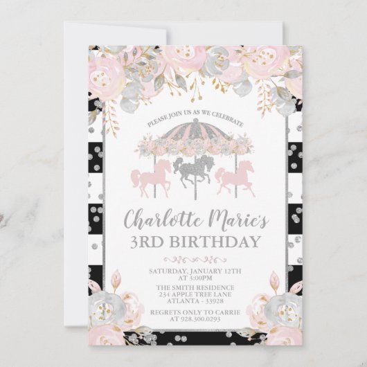 Carrouselroze en uitnodiging voor de zilververjaar (Voorkant)