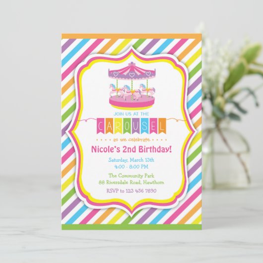 Carrouseluitnodiging / Carrouseluitnodiging Kaart (Staand voorkant)