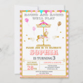 Carrouselverjaardagsuitnodiging Carnival Park Kaart (Voorkant)