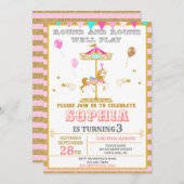 Carrouselverjaardagsuitnodiging Carnival Park Kaart (Voorkant / Achterkant)