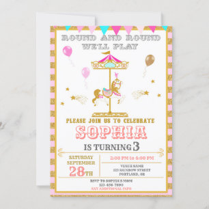 Carrouselverjaardagsuitnodiging Carnival Park Kaart