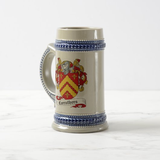 Carruthers Coat of Arms Stein - Family Crest Bierpul (Voorkant links)