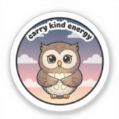 Carry Kind Energy Cute Owl Sticker | Aesthetic  (Voorkant)