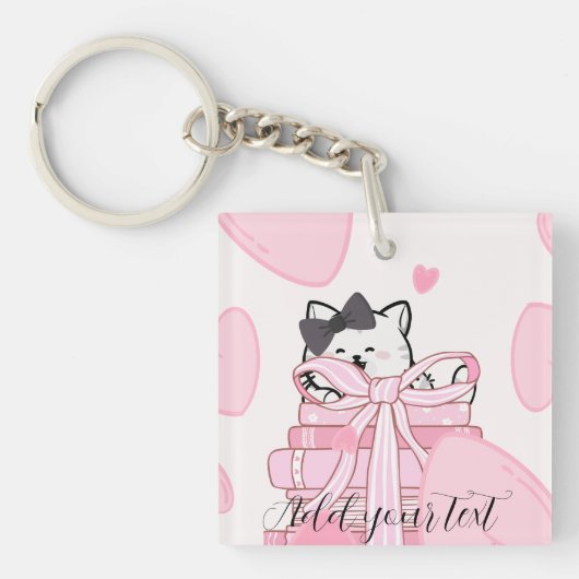 Carry Love & Books – Cat Acrylic Keychain (voorkant)