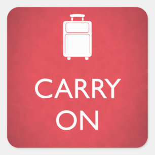 CARRY ON- Bagage - Grappig Rood Vierkante Sticker