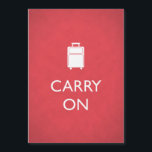 CARRY ON - Luggage - Funny Red<br><div class="desc">Hier is een grappig ontwerp dat leuk maakt aan de "Keep Calm"-trend. Pak dit en ga door. Het bevat witte letters en afbeeldingen die een koffer in een eenvoudige grafische stijl en de woorden "Drary On" weergeven. Ha ha. Het is op een mooie rode achtergrond met een subtiele texturering. U...</div>