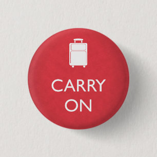 CARRY ON - Luggage - Funny Red Ronde Button 3,2 Cm