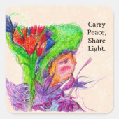 Carry Peace, Share Light – Custom Flower Fairy Vierkante Sticker (Voorkant)