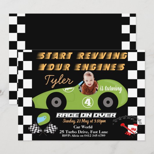 Cars 4e uitnodiging voor straten (Voorkant / Achterkant)