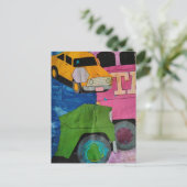 Cars and Trucks mixed media collage Briefkaart (Staand voorkant)