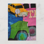 Cars and Trucks mixed media collage Briefkaart (Voorkant)