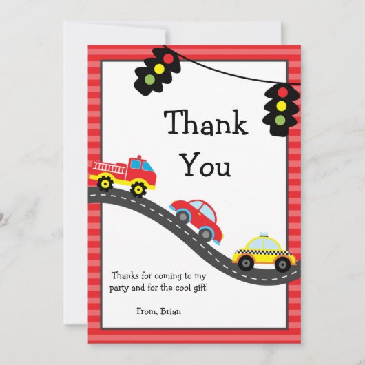 Cars Birthday Party Bedankt (Voorkant)