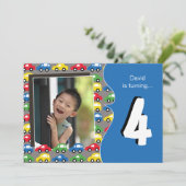 CARS EN TRUCKS | Uitnodiging voor feestdag bij jon (Staand voorkant)