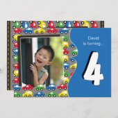 CARS EN TRUCKS | Uitnodiging voor feestdag bij jon (Voorkant / Achterkant)