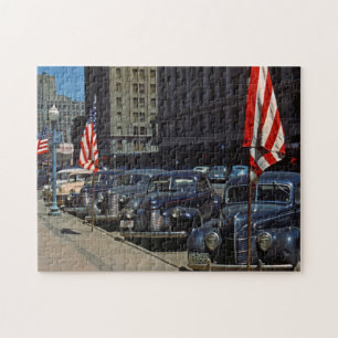 Cars Parked on a City Street, Lincoln, NE, 1942 Legpuzzel