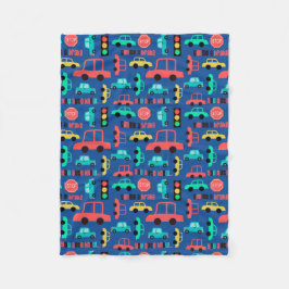 Cars Pattern op Blue Fleece Deken