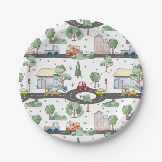 Cars Pattern Papieren Bordje (Voorkant)