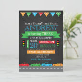 Cars schoolbord verjaardagsfeestje kaart (Staand voorkant)