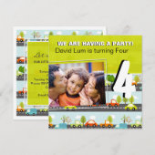 CARS & TRUCKS Boys Birthday Party Invitation Kaart (Voorkant / Achterkant)