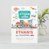 Cars & Trucks City Transportation verjaardagsfeest Kaart (Staand voorkant)