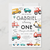 Cars & Trucks City Transportation verjaardagsfeest Kaart (Voorkant)